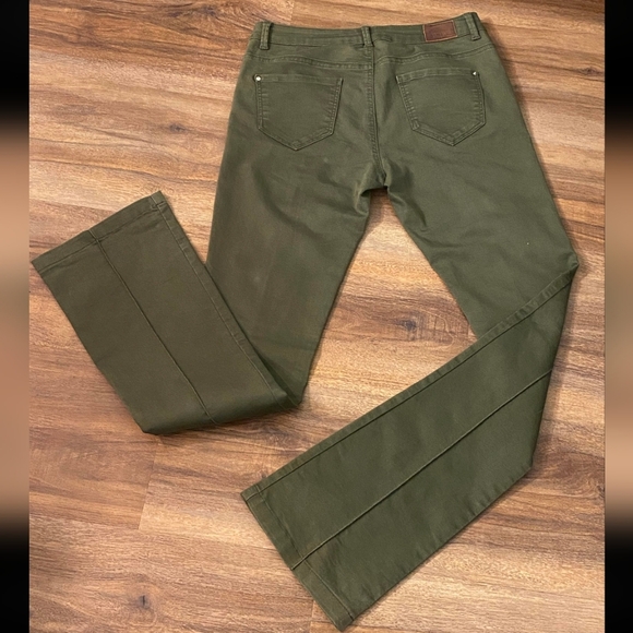 Zara Khaki Denim Jeans Women's Size 6 - Flared Bootcut - Piping Detail on Front - Picture 2 of 12